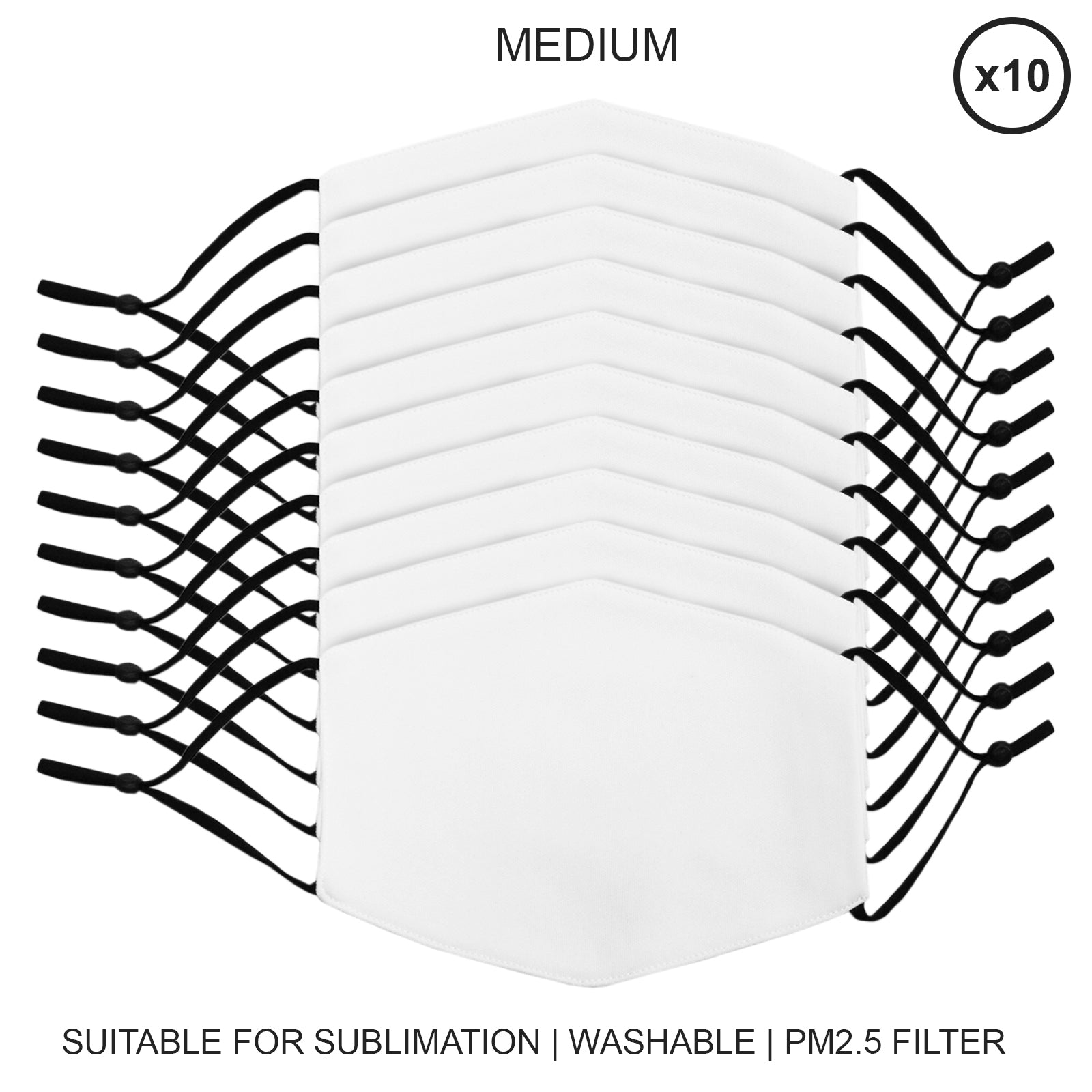 Medium Face Masks Sublimation Blanks / 10 Pack