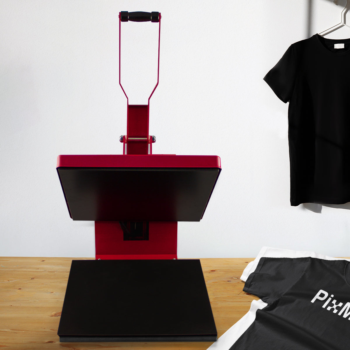 PixMax T-Shirt Sublimation Heat Press Machine, 38cm x 38cm Clam, Red